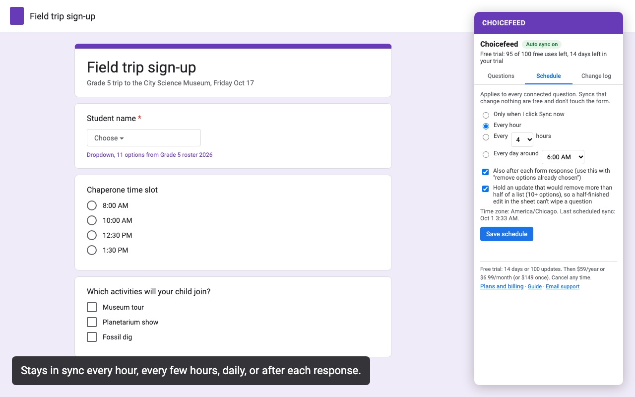 Choicefeed: Schedule
