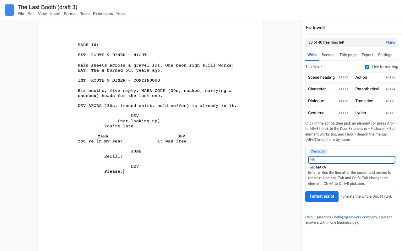 Fadewell: Keyboard composer