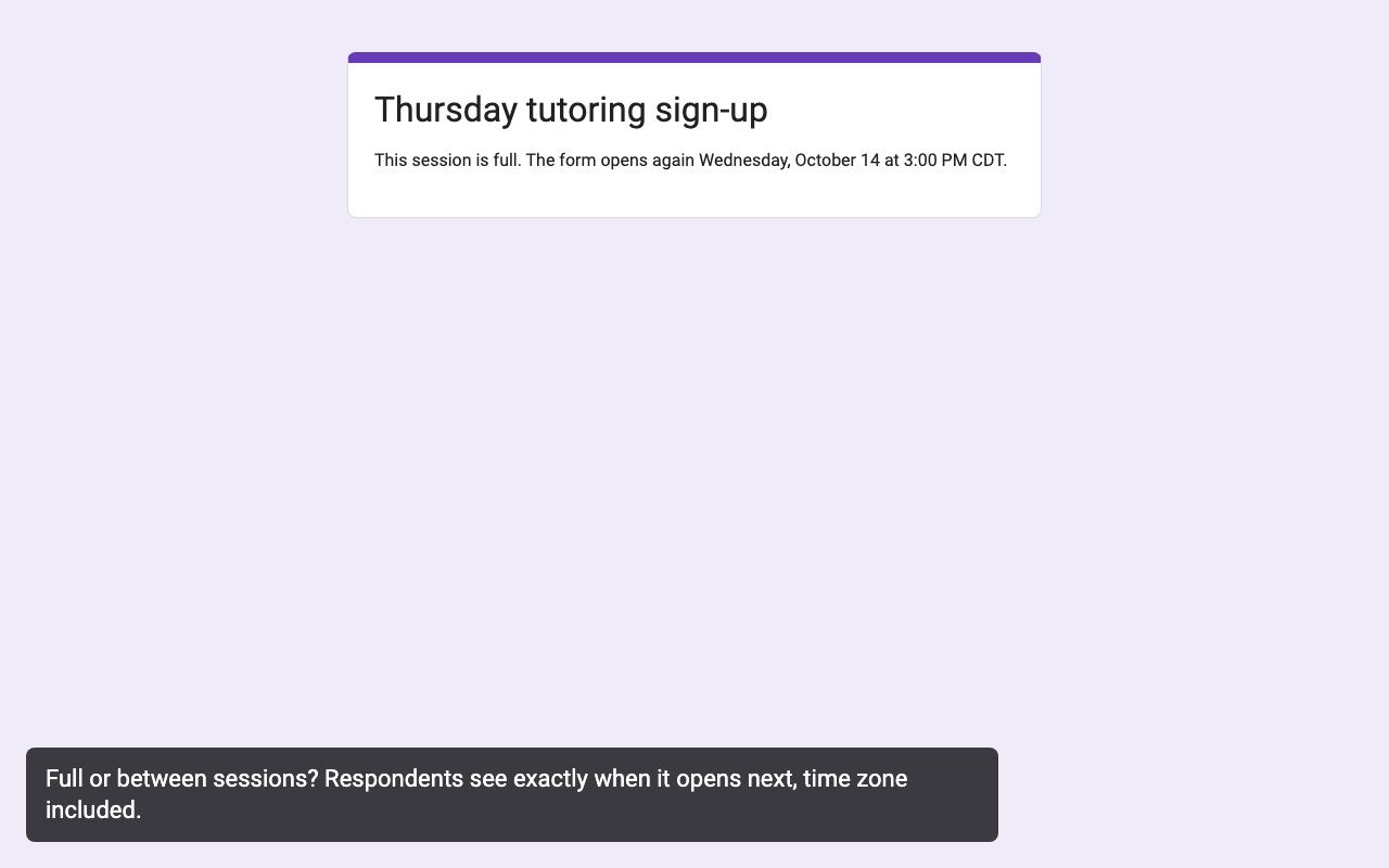 Formhours: Closed message