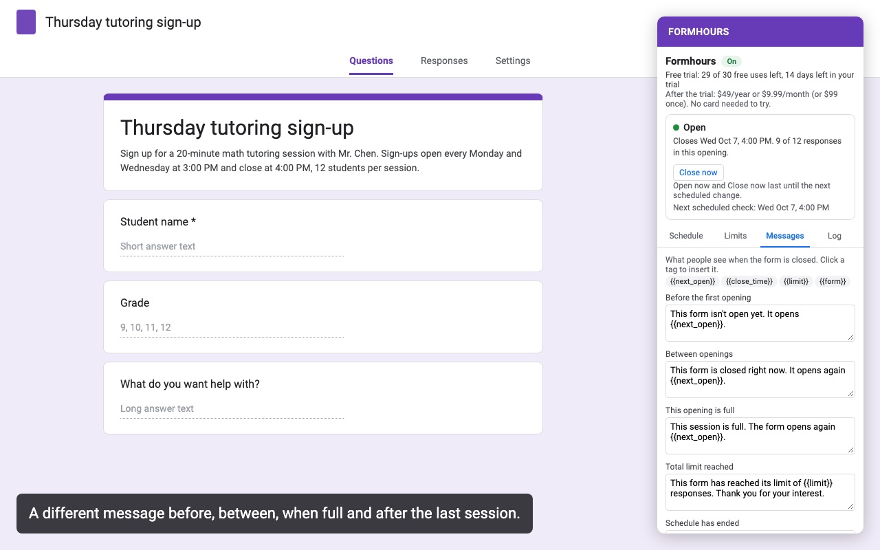 Formhours: Messages