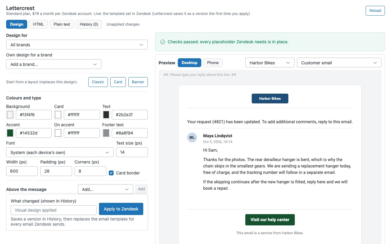 Lettercrest: Visual editor