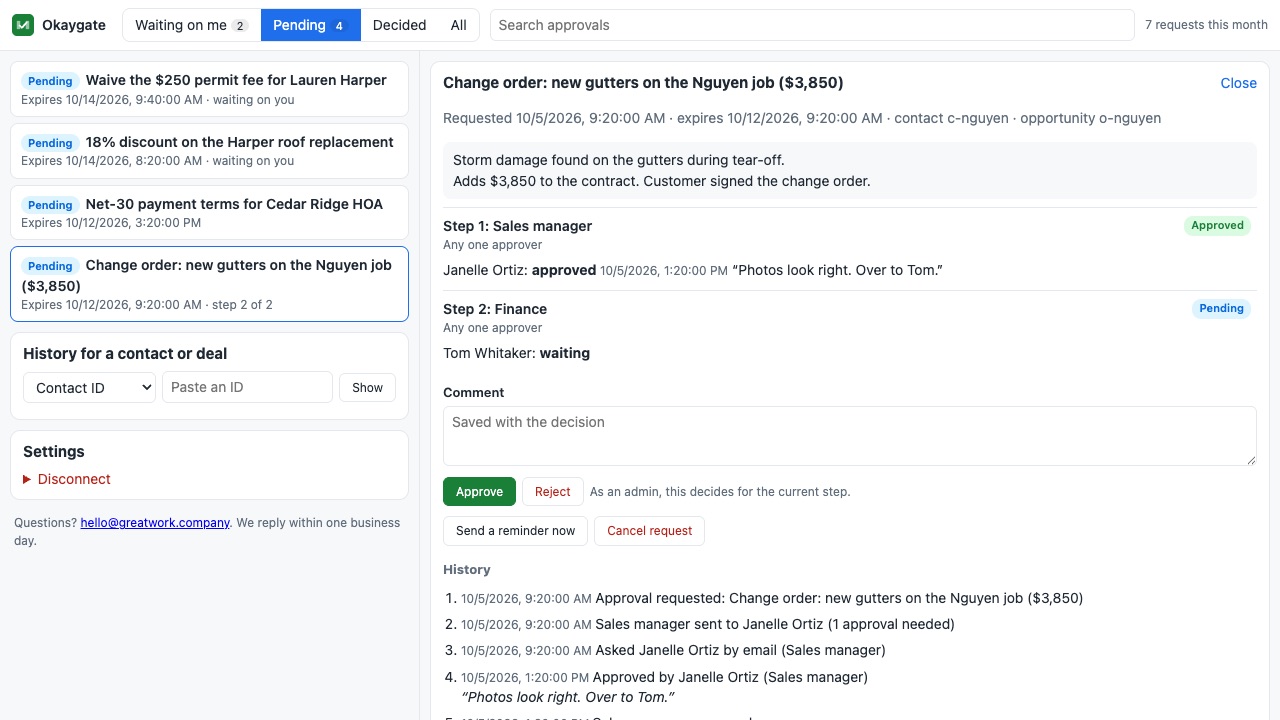 Okaygate: Two step request