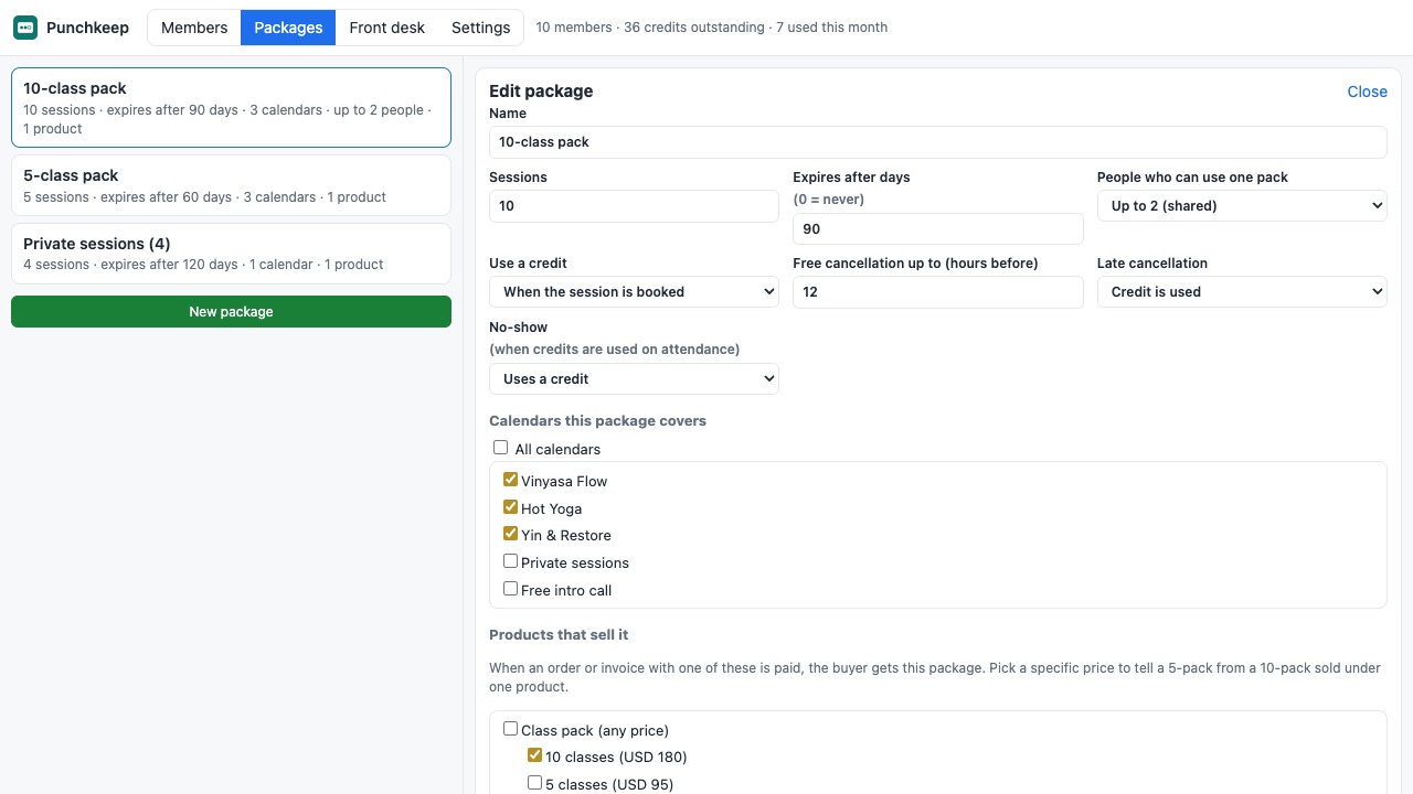 Punchkeep: Package editor