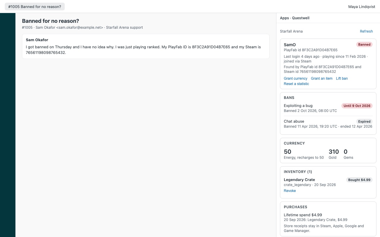 Questwell: Bans
