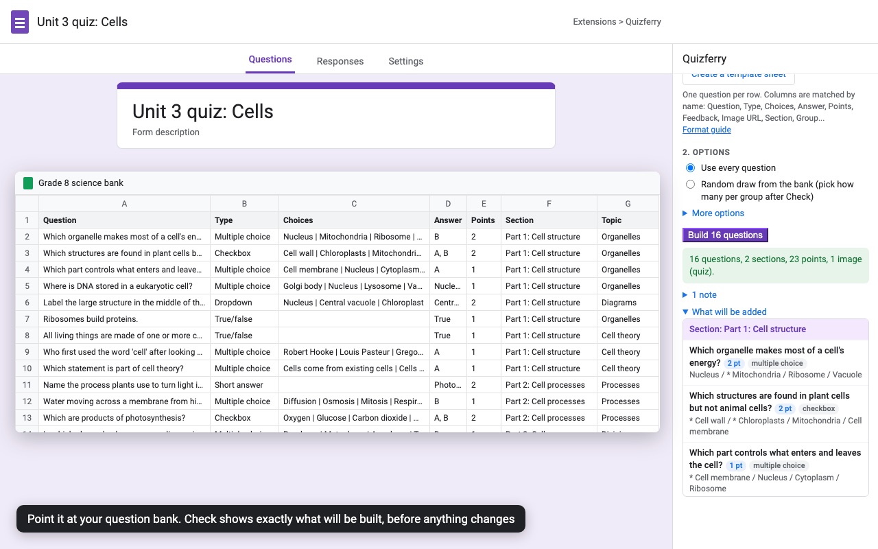 Quizferry: Check before build
