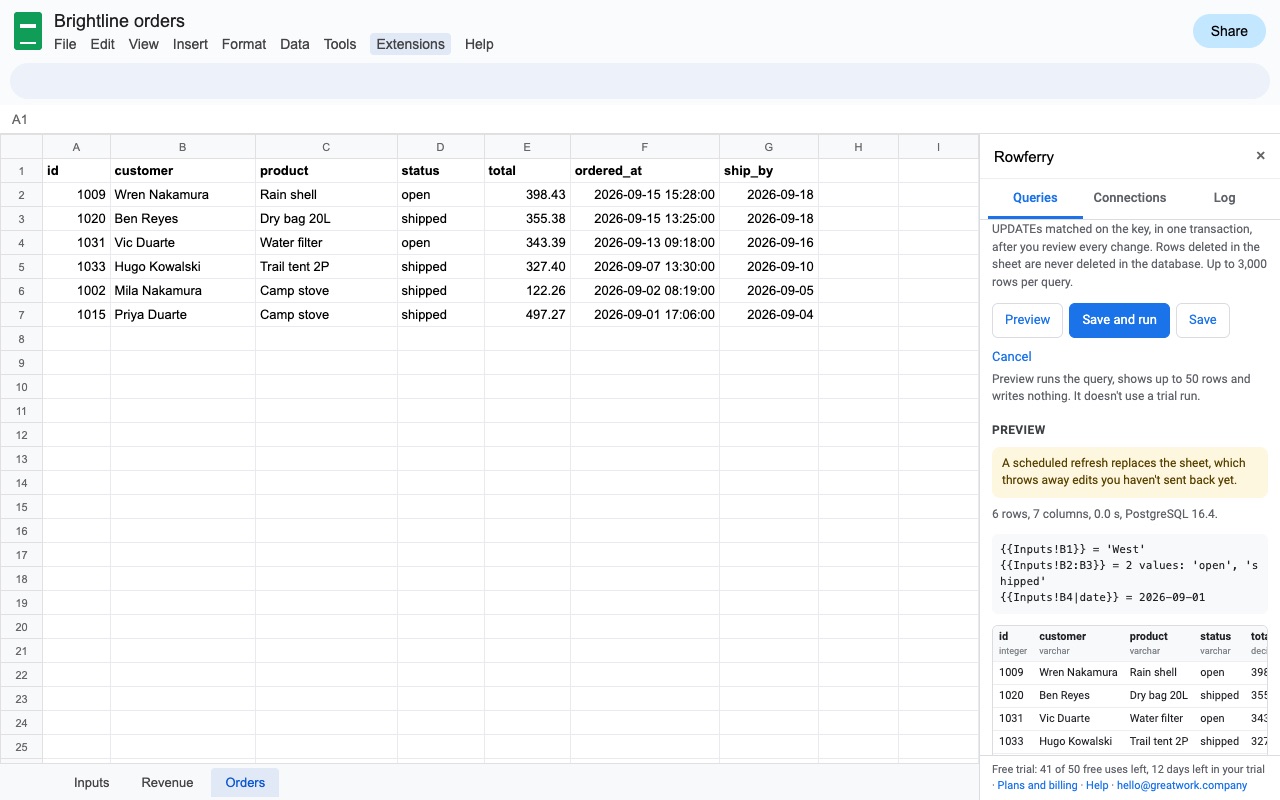 Rowferry: B preview with types