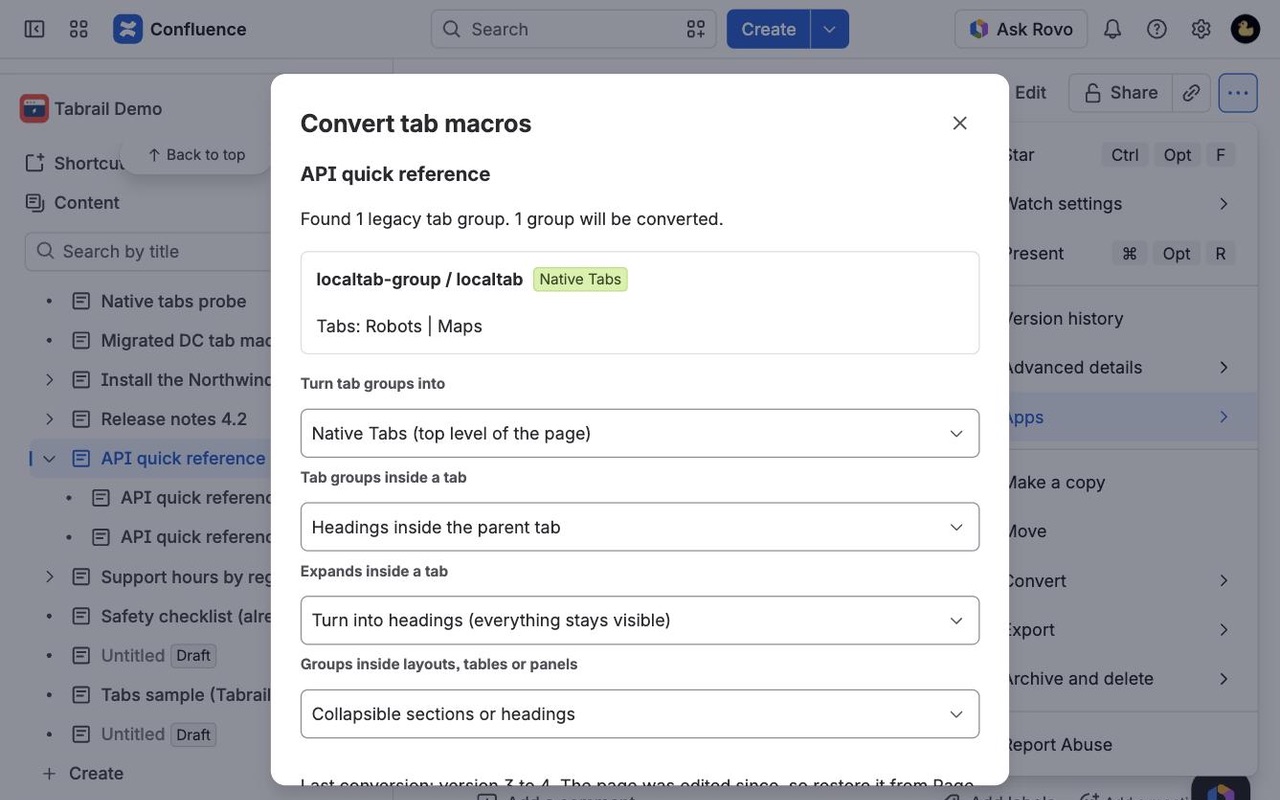 Tabrail: Nested dialog