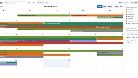 Team Calendar: Month multi project crop