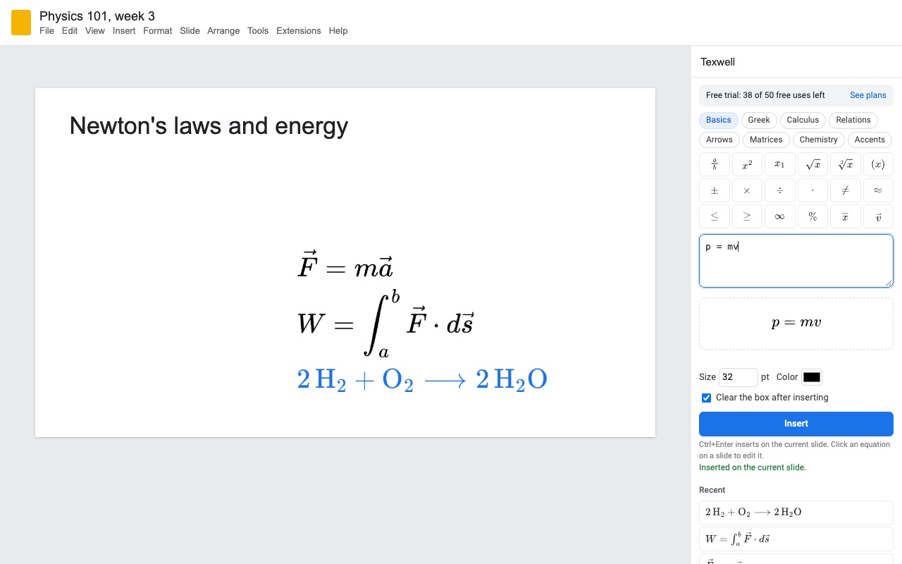 Texwell: Slides