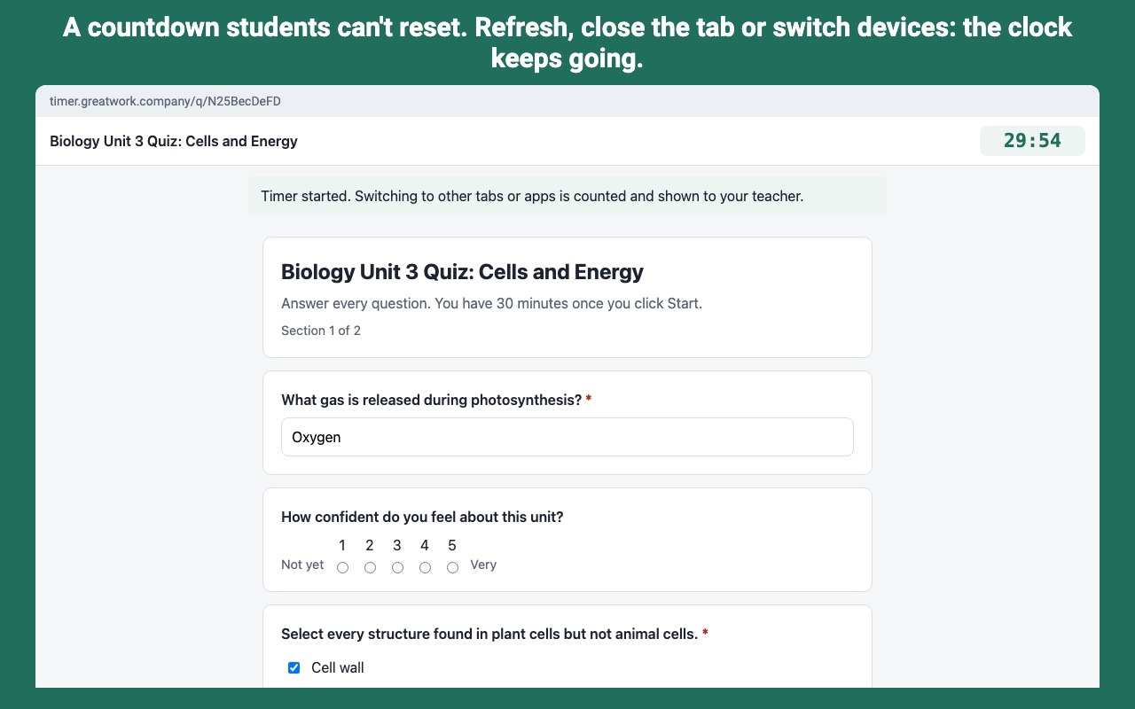 Tickwell: Countdown students cant reset