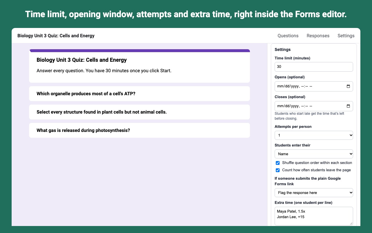 Tickwell: Settings in the sidebar