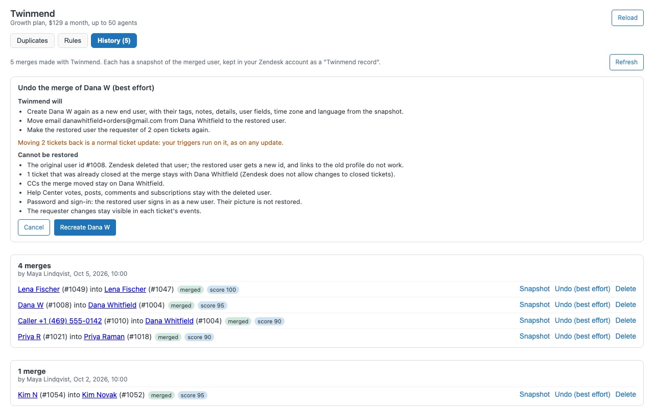 Twinmend: Undo preview