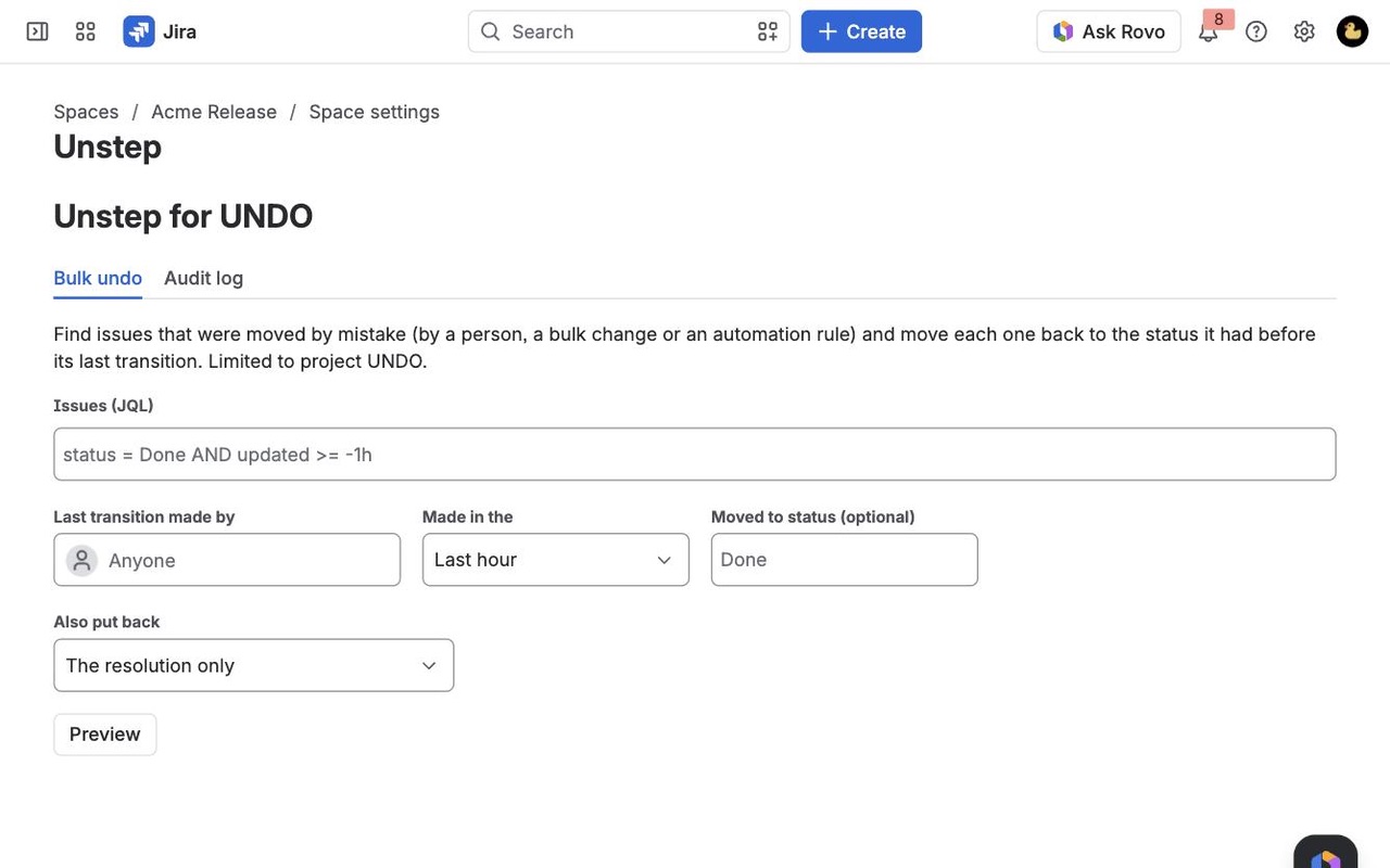 Unstep: Project bulk undo