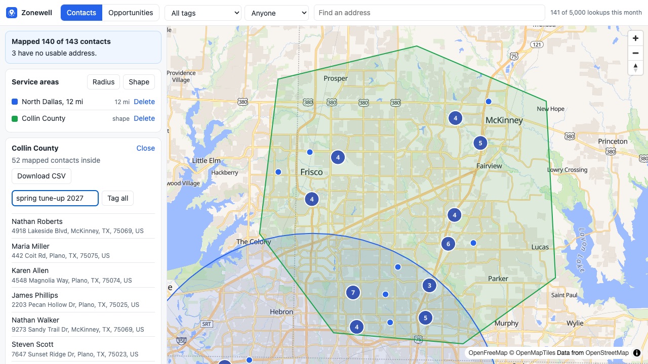Zonewell: Area detail